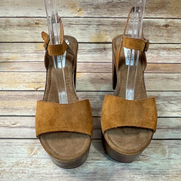 Steve Madden Womens Brown Suede Leather Lulla Open Toe Plat Form Sandals 11 - Picture 3 of 9